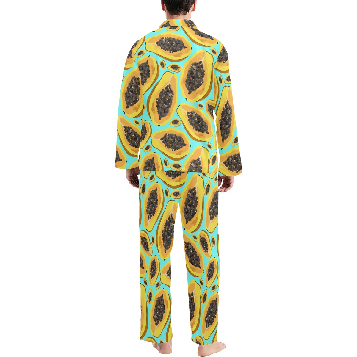 Papaya Pattern Print Design PP03 Men's Long Sleeve Pajama Set