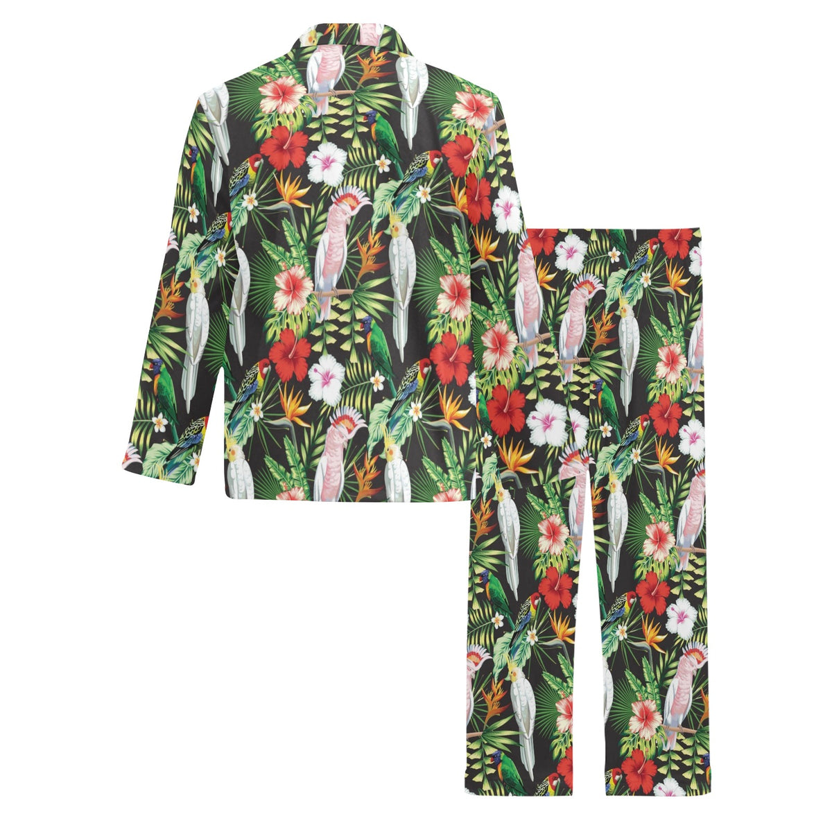Tropical Flower Pattern Print Design TF03 Men's Long Sleeve Pajama Set
