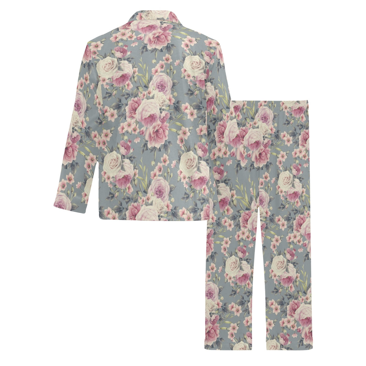 Peony Pattern Print Design PE05 Men's Long Sleeve Pajama Set