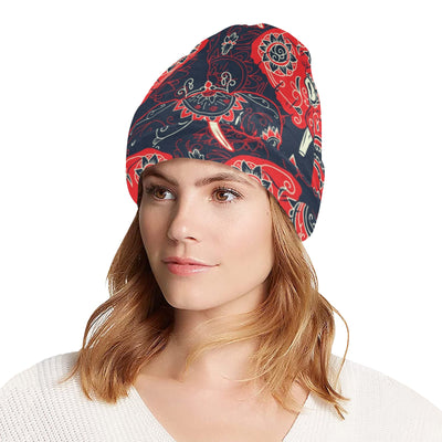 Red Indian Elephant Pattern Unisex Beanie