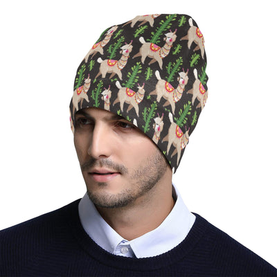 Alpaca Cactus Design Themed Print Unisex Beanie