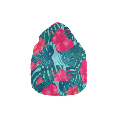 Red Hibiscus Pattern Print Design HB017 Unisex Beanie