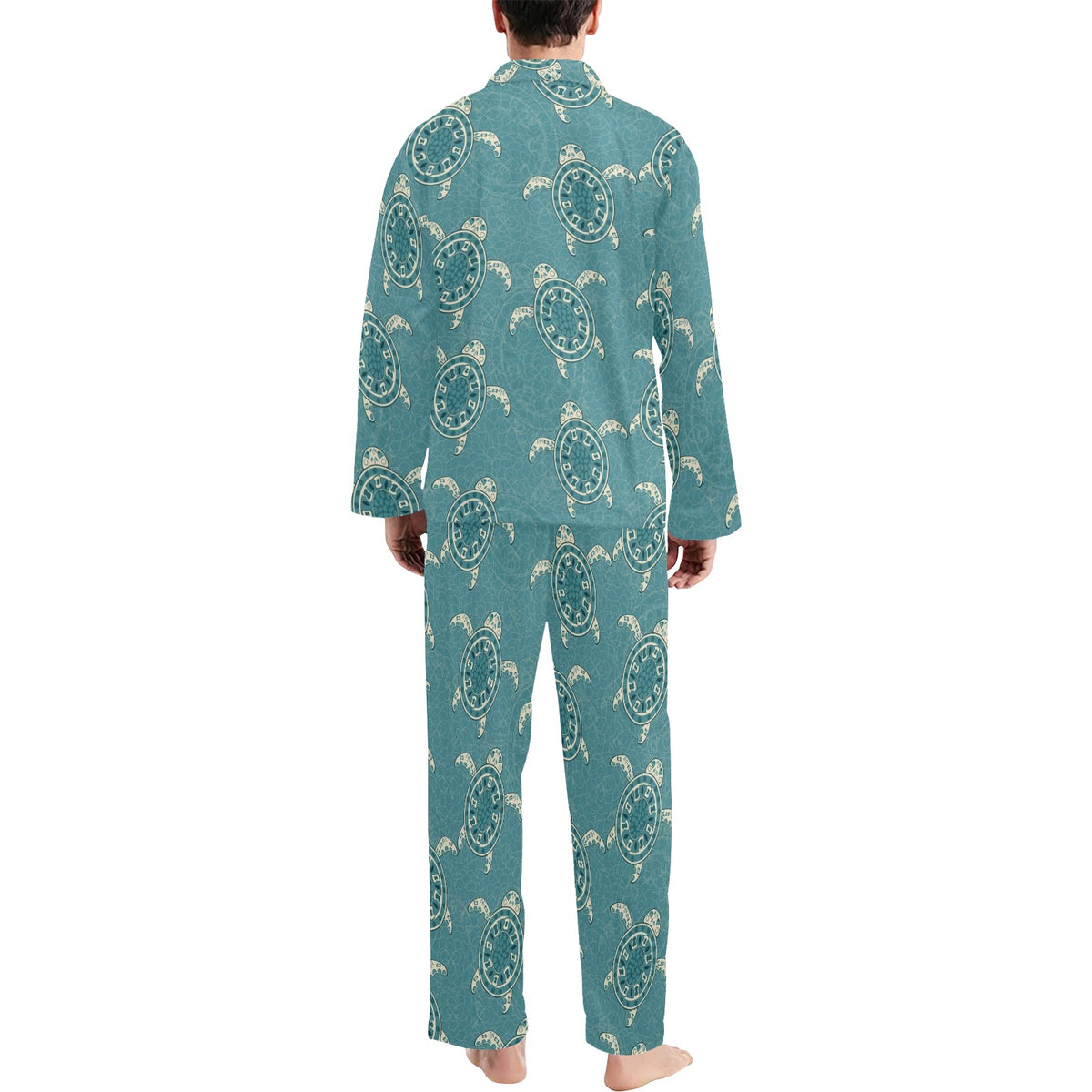 Sea Turtle Pattern Print Design T02 Men's Long Sleeve Pajama Set