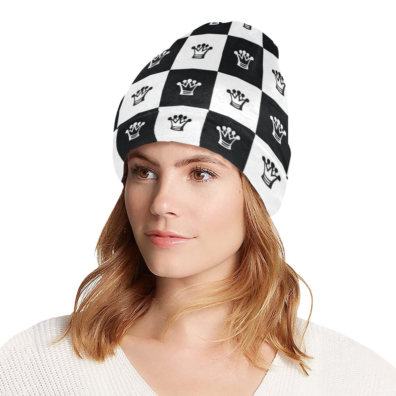 Checkered Flag Crown Pattern Unisex Beanie