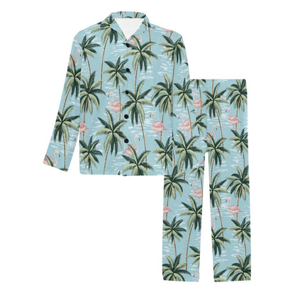 Palm Tree Pattern Print Design PT05 Men's Long Sleeve Pajama Set