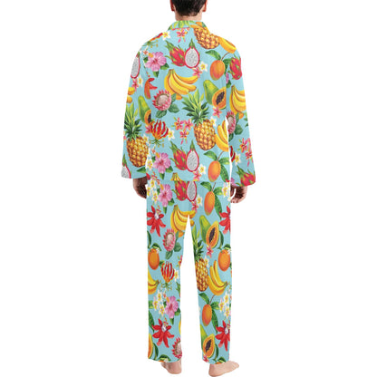 Tropical Fruits Pattern Print Design TF01 Men's Long Sleeve Pajama Set