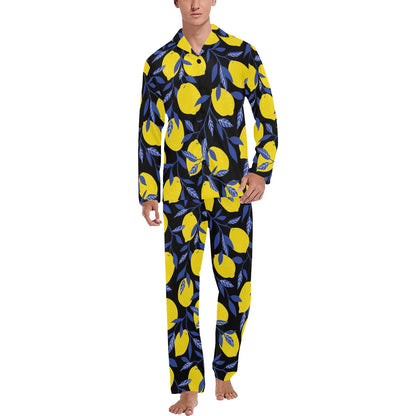 Lemon Pattern Print Design LM01 Men's Long Sleeve Pajama Set