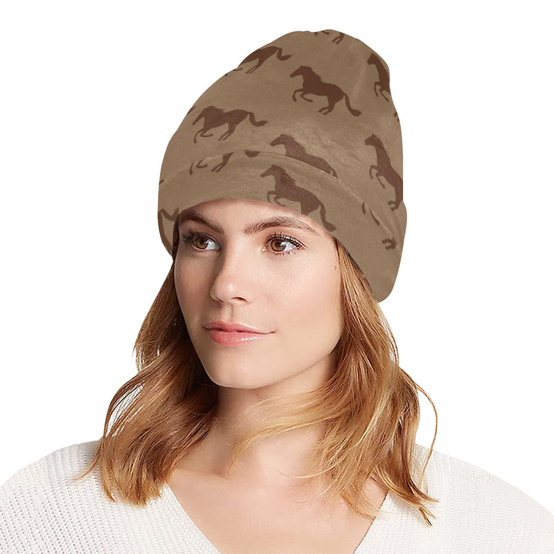 Horse Brown Print Design LKS307 Unisex Beanie