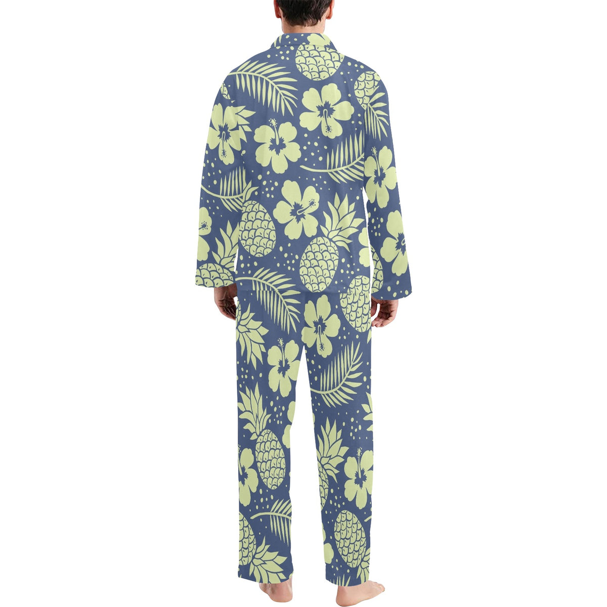 Pineapple Pattern Print Design PP07 Men's Long Sleeve Pajama Set