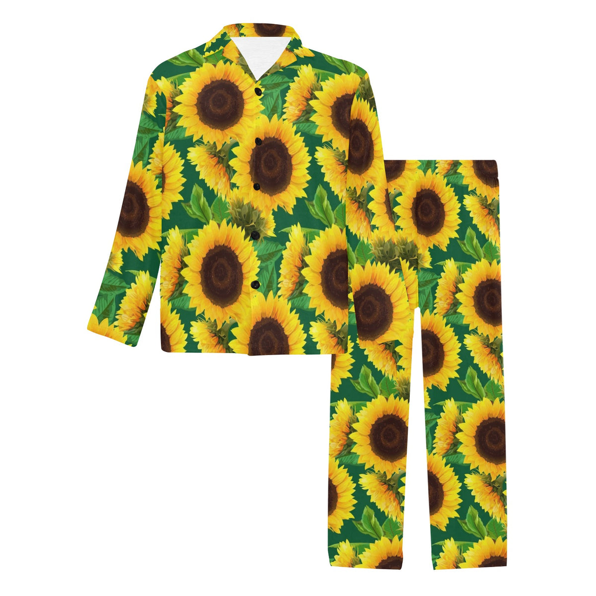 Sunflower Pattern Print Design SF02 Men's Long Sleeve Pajama Set