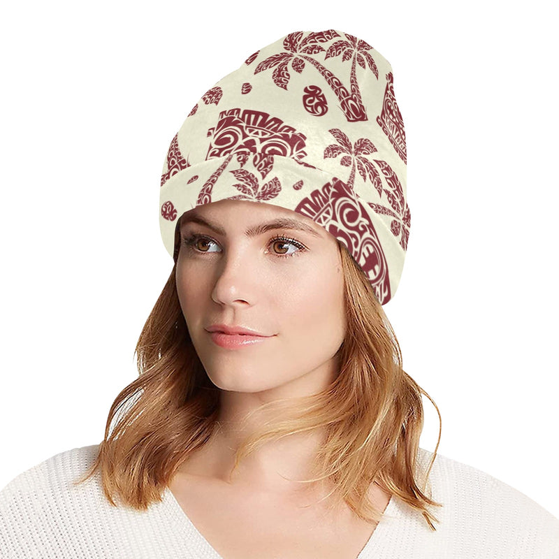 Tiki Tribal Mask Palm Tree Unisex Beanie