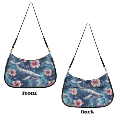 Whale Swimming Through Tropical Flowers Women's Shoulder Bag