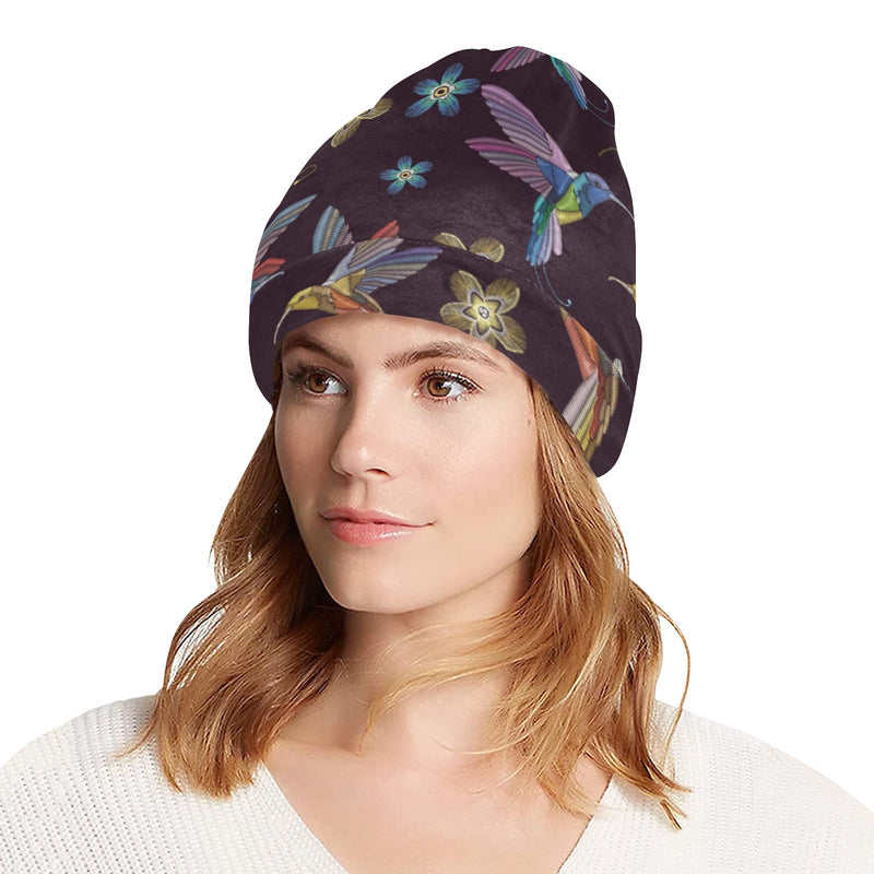 Hummingbird Pattern Print Design 04 Unisex Beanie