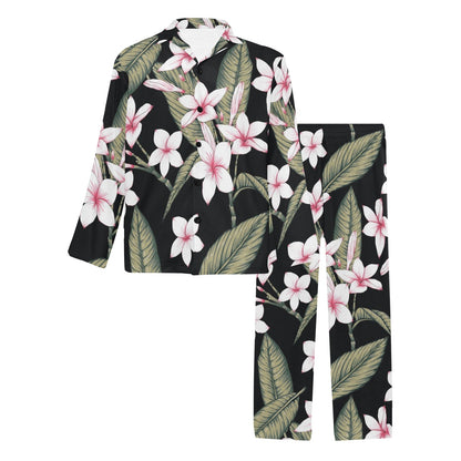 Plumeria Pattern Print Design PM021 Men's Long Sleeve Pajama Set