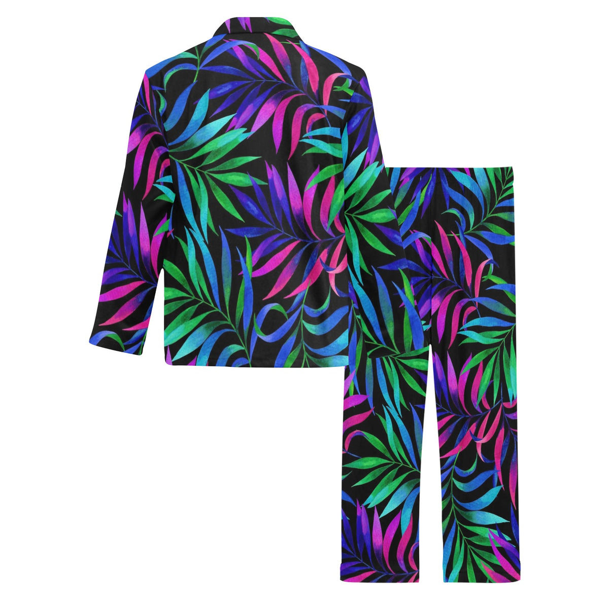 Tropical Flower Pattern Print Design TF010 Men's Long Sleeve Pajama Set