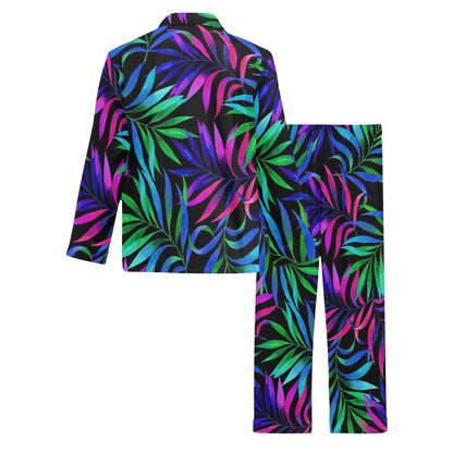 Tropical Flower Pattern Print Design TF010 Men's Long Sleeve Pajama Set