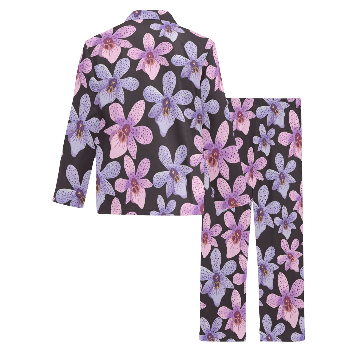 Orchid Pattern Print Design OR08 Men's Long Sleeve Pajama Set