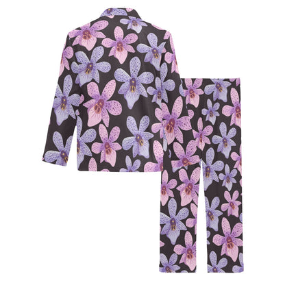 Orchid Pattern Print Design OR08 Men's Long Sleeve Pajama Set