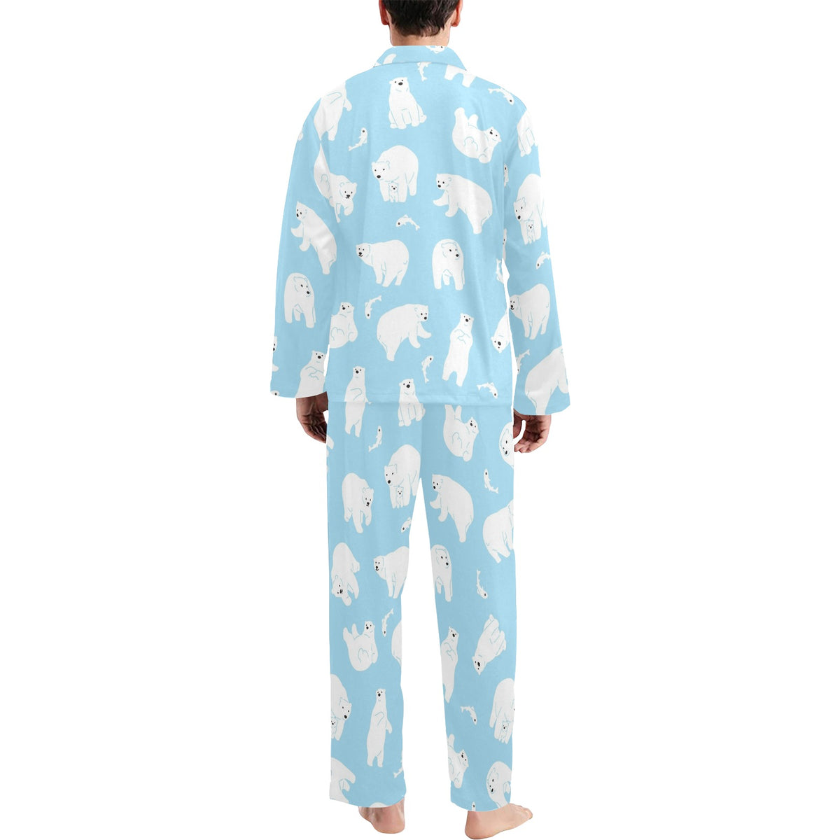 Polar Bear Pattern Print Design PB01 Men's Long Sleeve Pajama Set