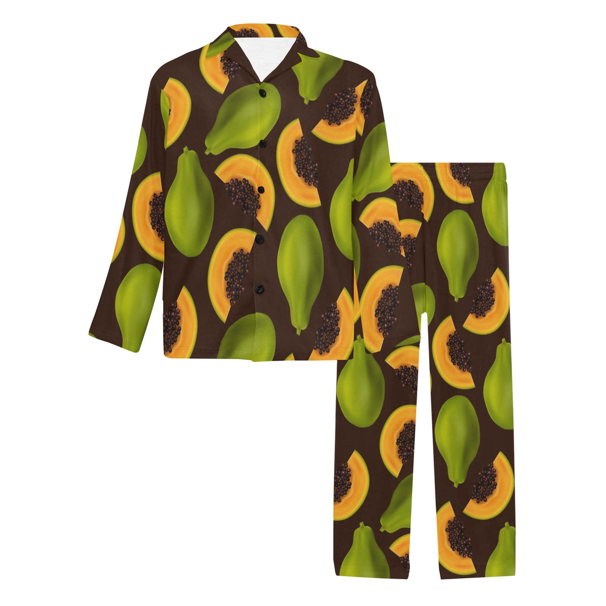 Papaya Pattern Print Design PP04 Men's Long Sleeve Pajama Set