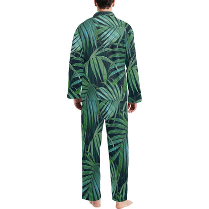 Tropical Flower Pattern Print Design TF011 Men's Long Sleeve Pajama Set