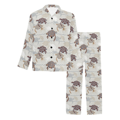 Sea Turtle Pattern Print Design T07 Men's Long Sleeve Pajama Set