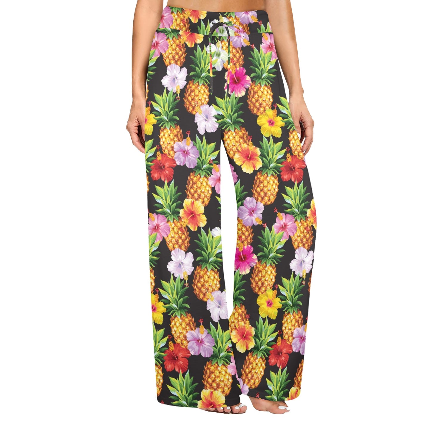 Pineapple Hibiscus Women's Wide Leg Lounge Pants