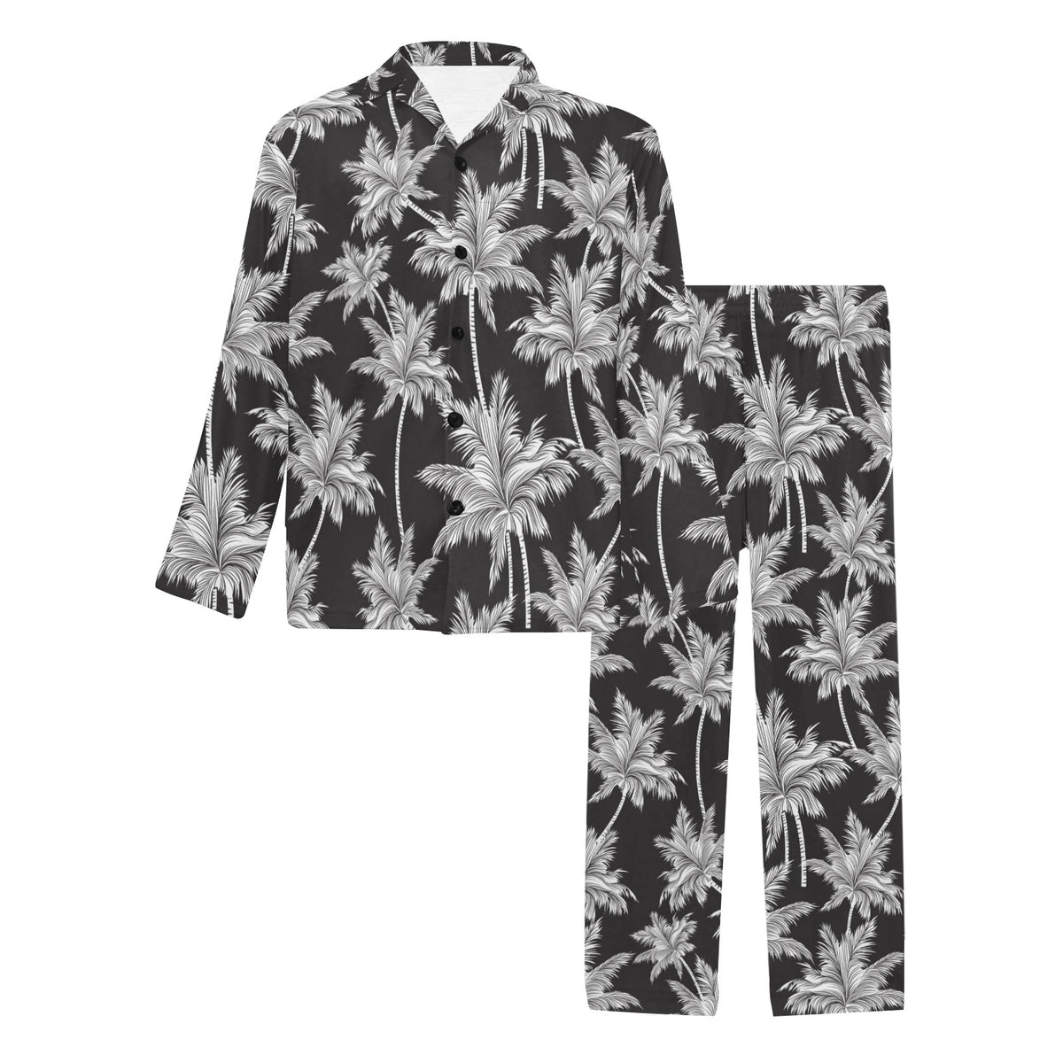 Palm Tree Pattern Print Design PT03 Men's Long Sleeve Pajama Set