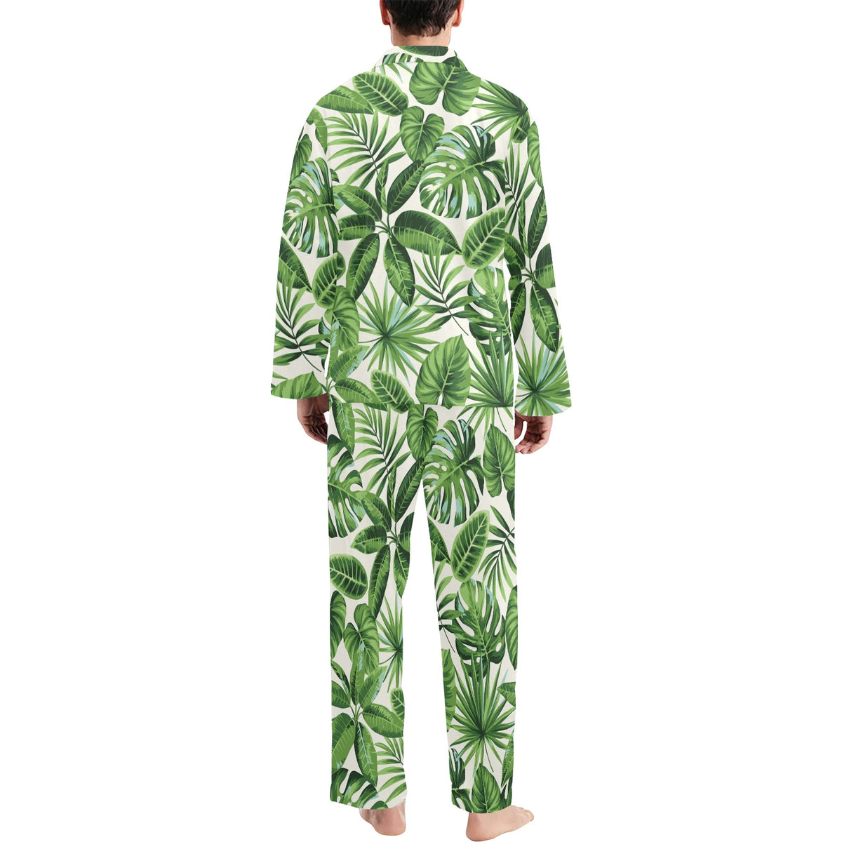 Tropical Flower Pattern Print Design TF013 Men's Long Sleeve Pajama Set