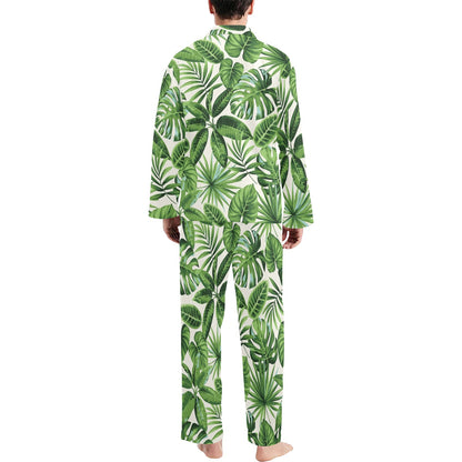 Tropical Flower Pattern Print Design TF013 Men's Long Sleeve Pajama Set
