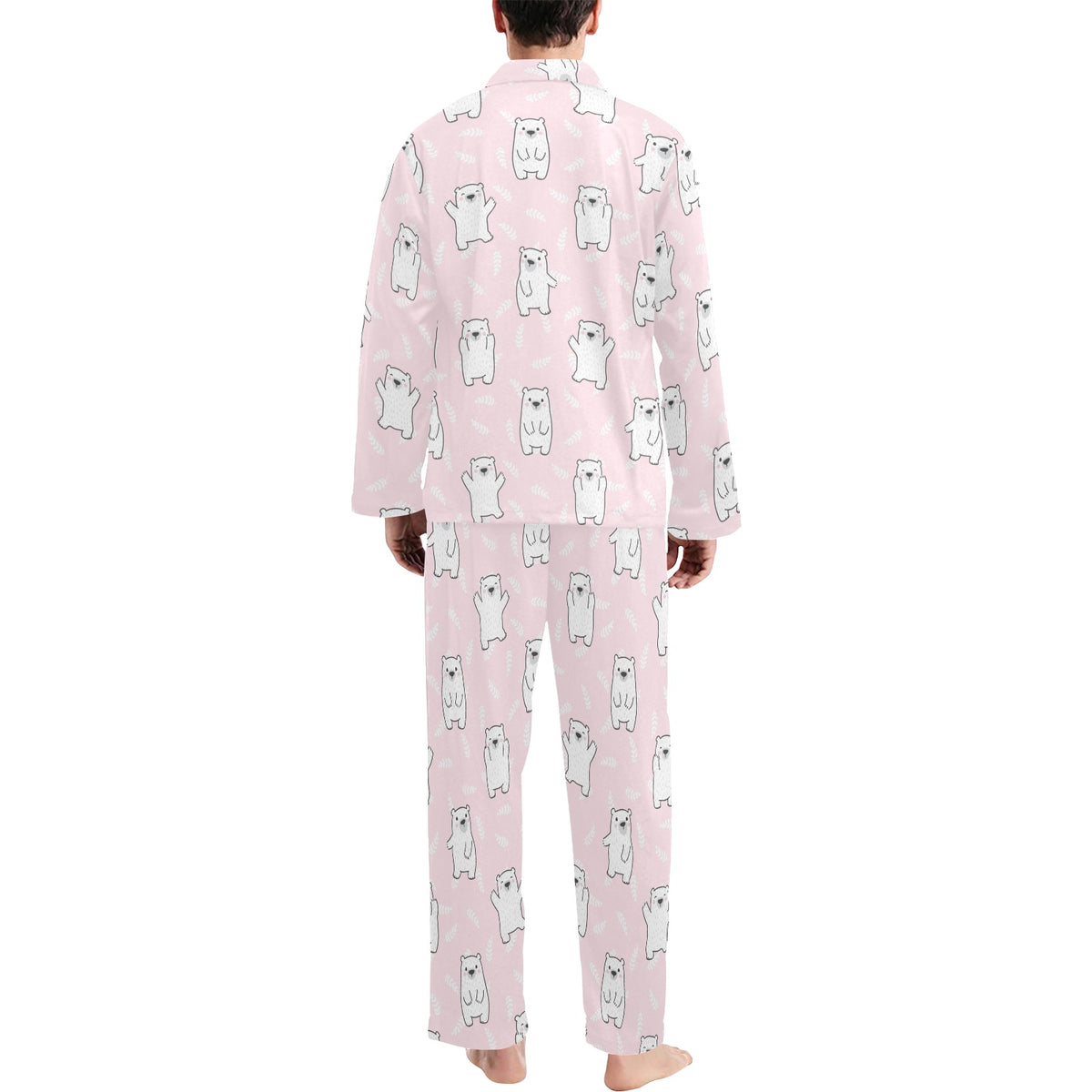 Polar Bear Pattern Print Design PB09 Men's Long Sleeve Pajama Set