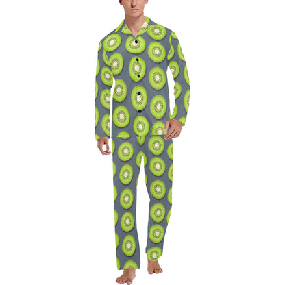 Kiwi Pattern Print Design KW06 Men's Long Sleeve Pajama Set