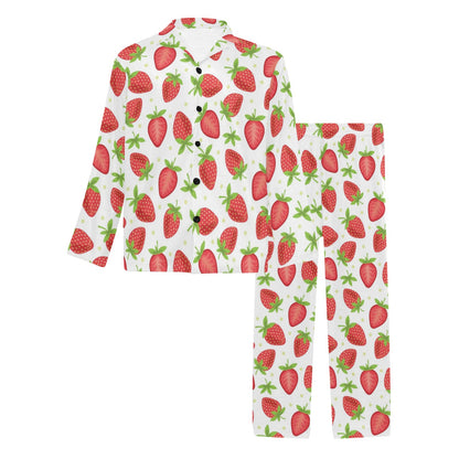 Strawberry Pattern Print Design SB07 Men's Long Sleeve Pajama Set