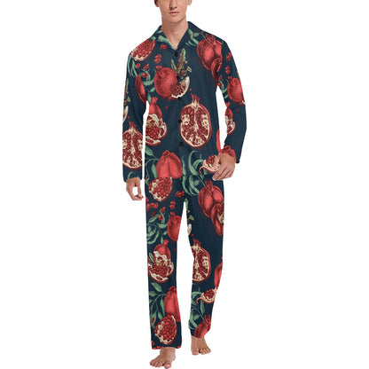 Pomegranate Pattern Print Design PG04 Men's Long Sleeve Pajama Set