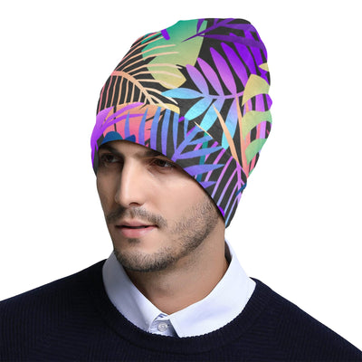 Neon Flower Tropical Palm Leaves Unisex Beanie