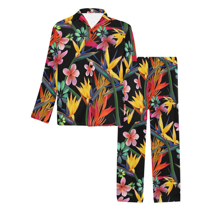 Tropical Flower Pattern Print Design TF015 Men's Long Sleeve Pajama Set