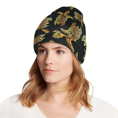 Gold Tribal Turtle Polynesian Themed Unisex Beanie