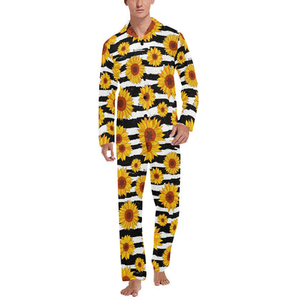 Sunflower Pattern Print Design SF010 Men's Long Sleeve Pajama Set
