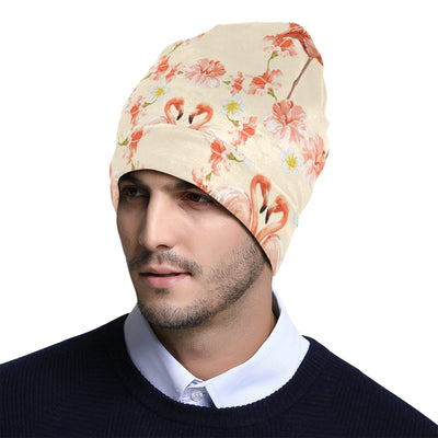 Flamingo Hibiscus Print Pattern Unisex Beanie