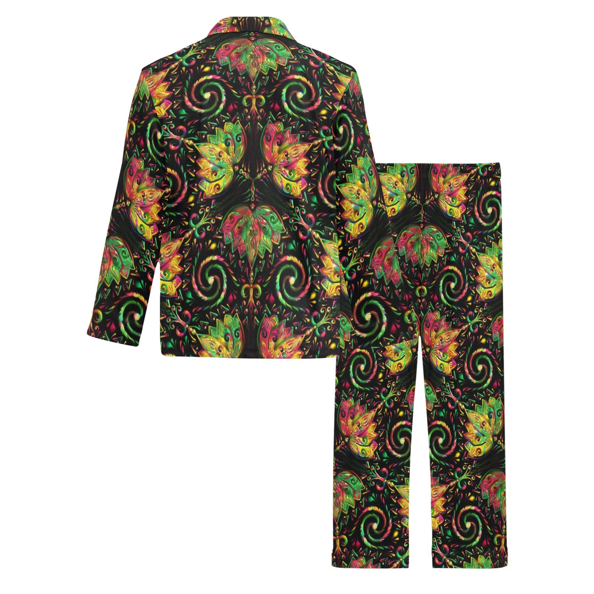 lotus Boho Pattern Print Design LO09 Men's Long Sleeve Pajama Set