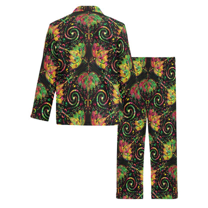 lotus Boho Pattern Print Design LO09 Men's Long Sleeve Pajama Set