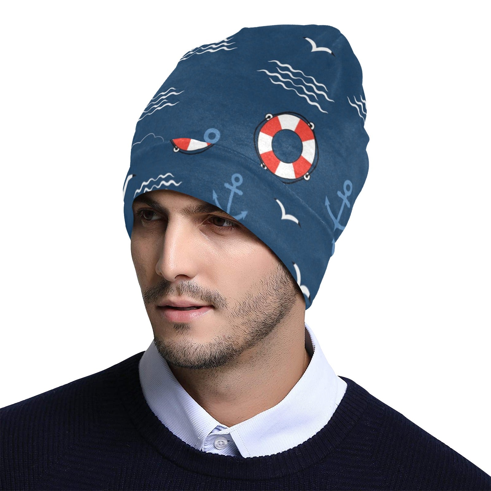 Nautical Pattern Print Design A06 Unisex Beanie