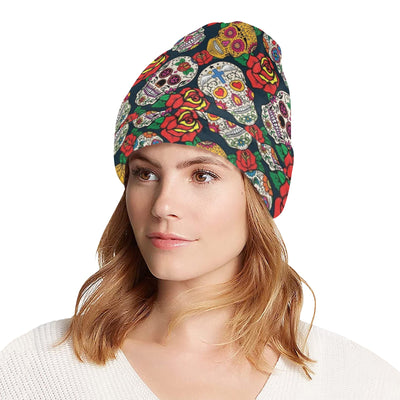 Sugar Skull Print Design LKS306 Unisex Beanie