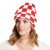 Checkered Red Pattern Print Design 04 Unisex Beanie