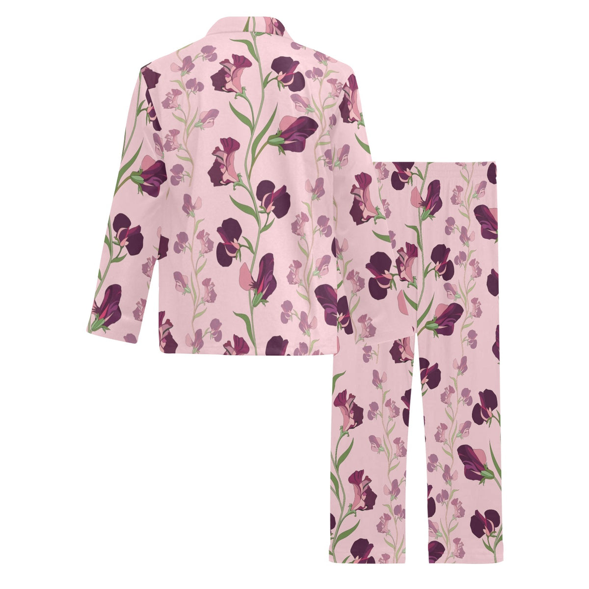 Peony Pattern Print Design PE09 Men's Long Sleeve Pajama Set