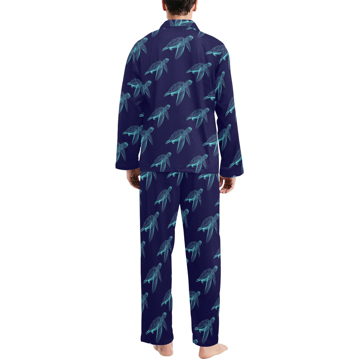 Sea Turtle Pattern Print Design T04 Men's Long Sleeve Pajama Set