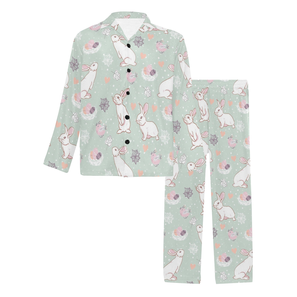 Rabbit Pattern Print Design RB011 Men's Long Sleeve Pajama Set