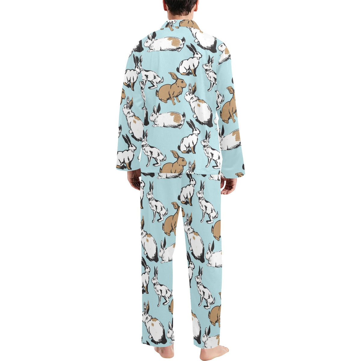 Rabbit Pattern Print Design RB018 Men's Long Sleeve Pajama Set
