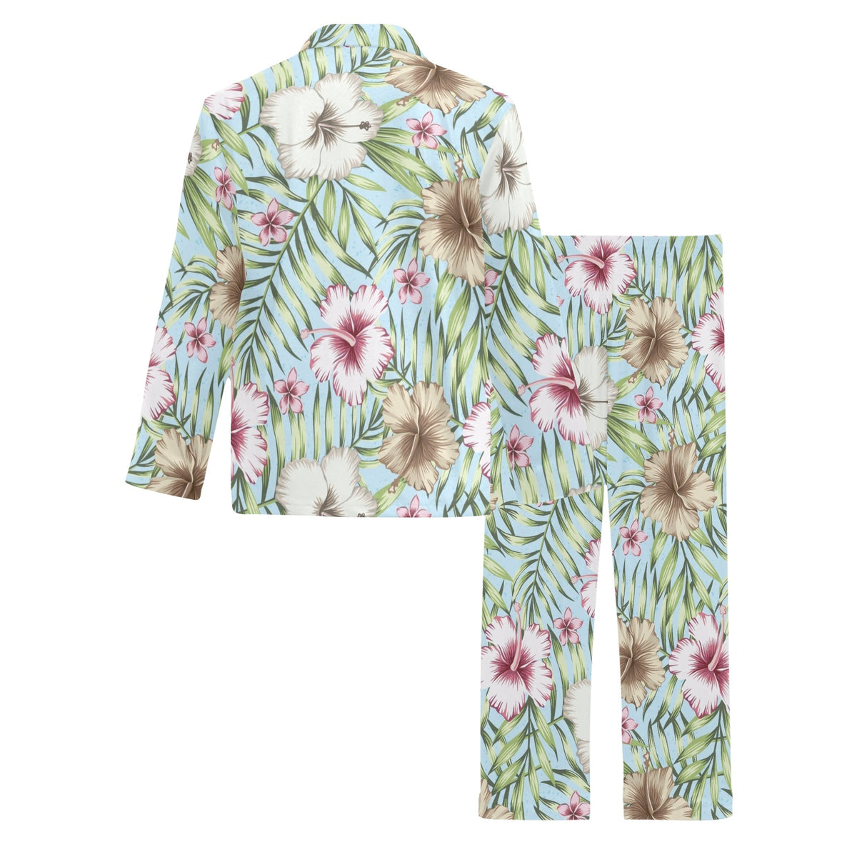 Tropical Flower Pattern Print Design TF05 Men's Long Sleeve Pajama Set