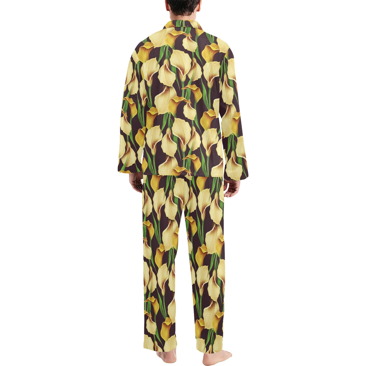 Lily Pattern Print Design LY013 Men's Long Sleeve Pajama Set